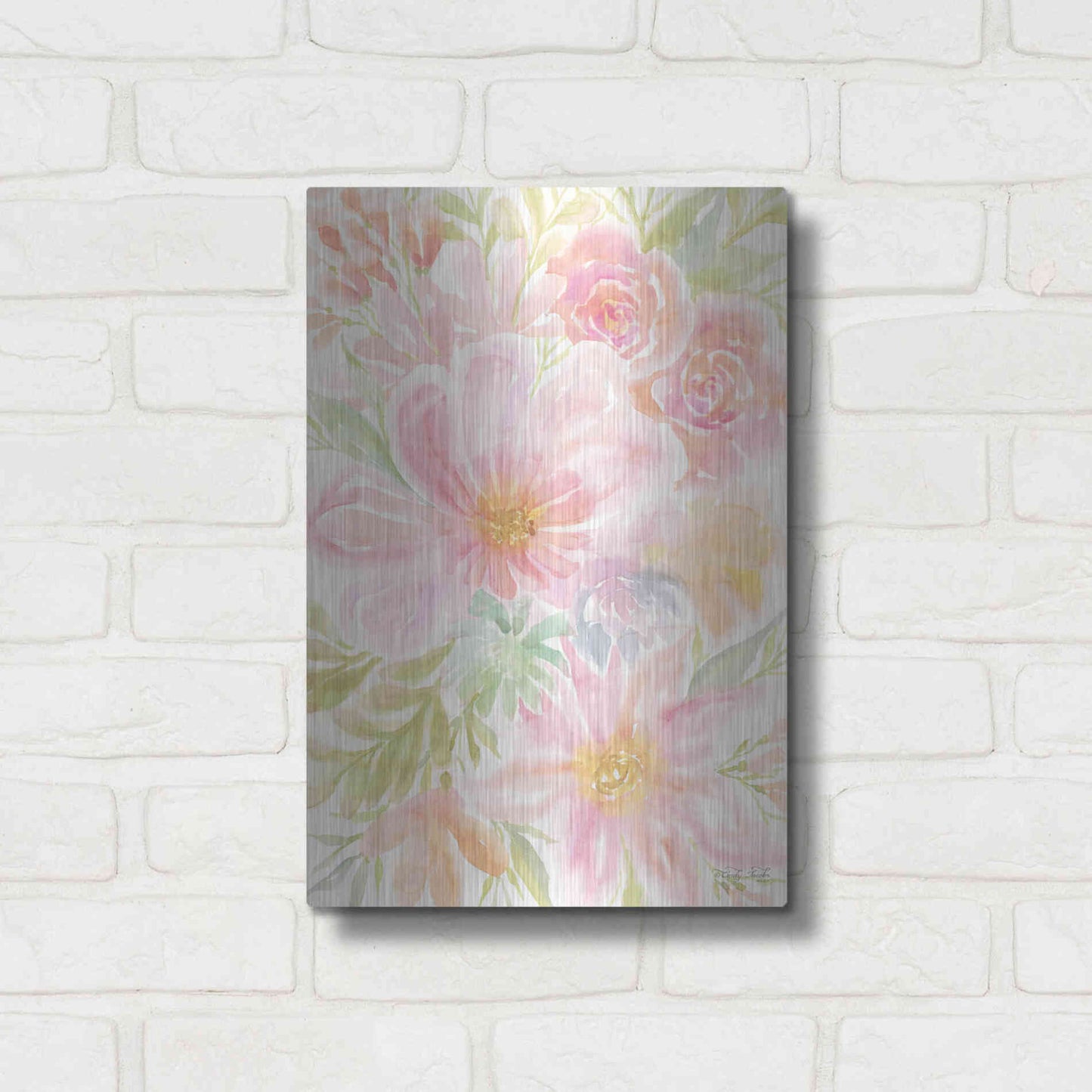 Luxe Metal Art 'Mixed Floral Blooms I' by Cindy Jacobs, Metal Wall Art,12x16