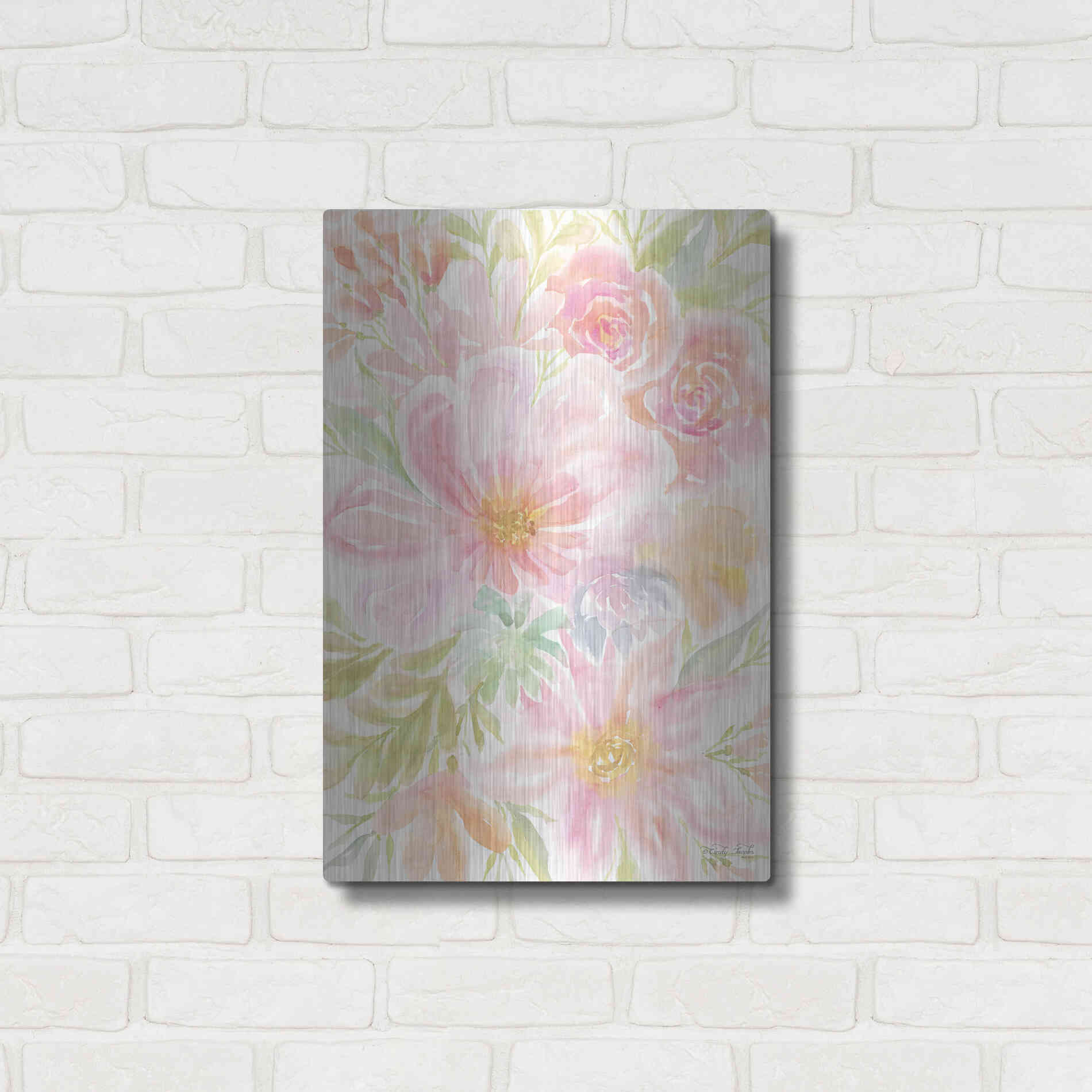 Luxe Metal Art 'Mixed Floral Blooms I' by Cindy Jacobs, Metal Wall Art,16x24