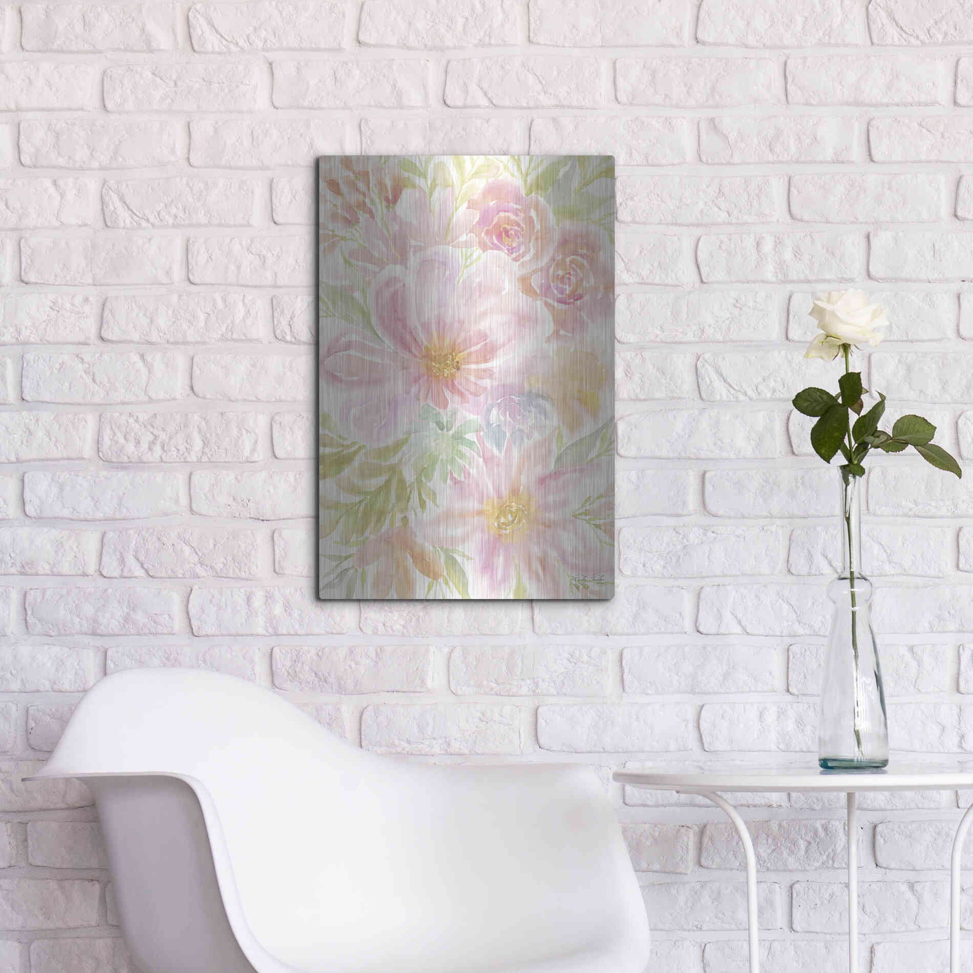 Luxe Metal Art 'Mixed Floral Blooms I' by Cindy Jacobs, Metal Wall Art,16x24