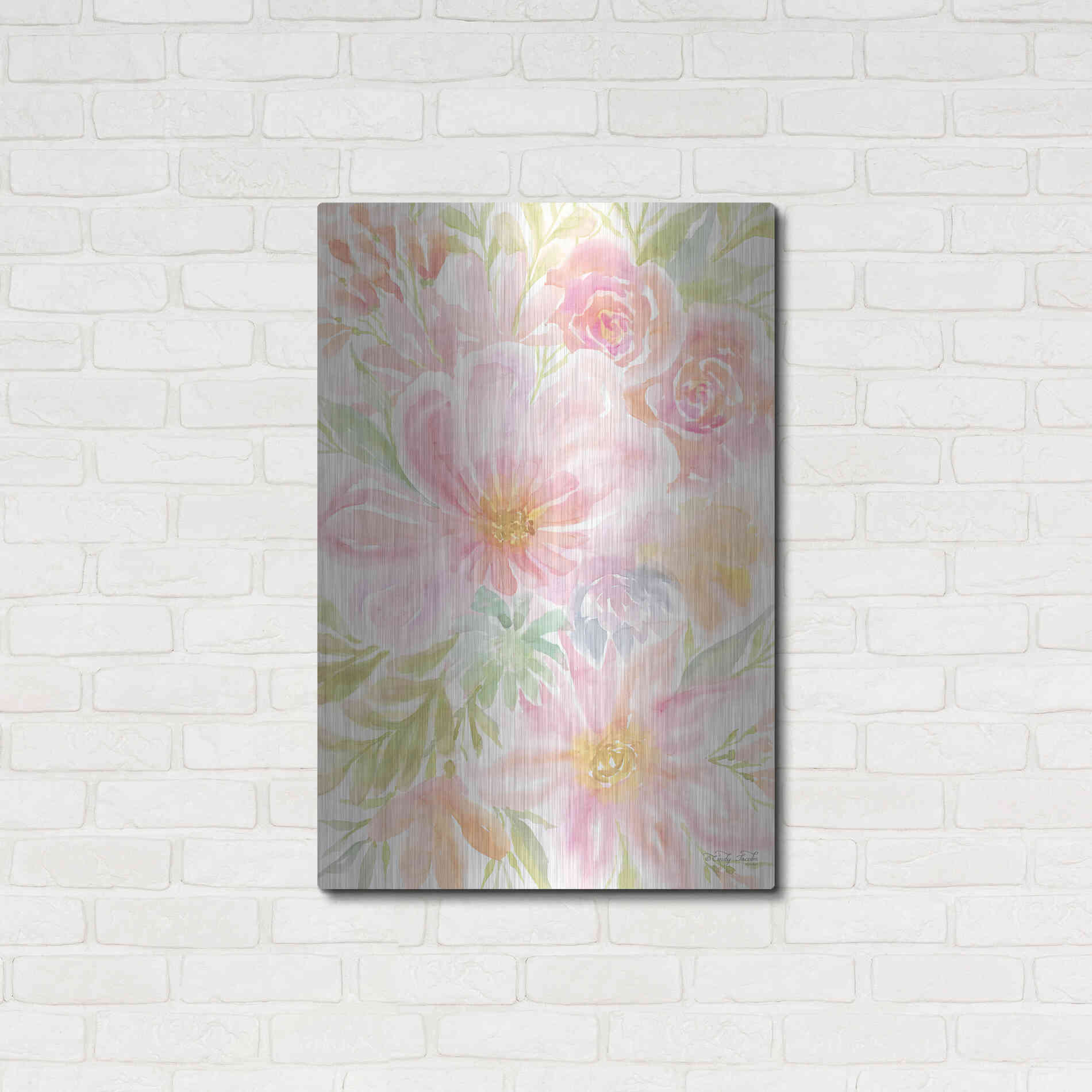 Luxe Metal Art 'Mixed Floral Blooms I' by Cindy Jacobs, Metal Wall Art,24x36