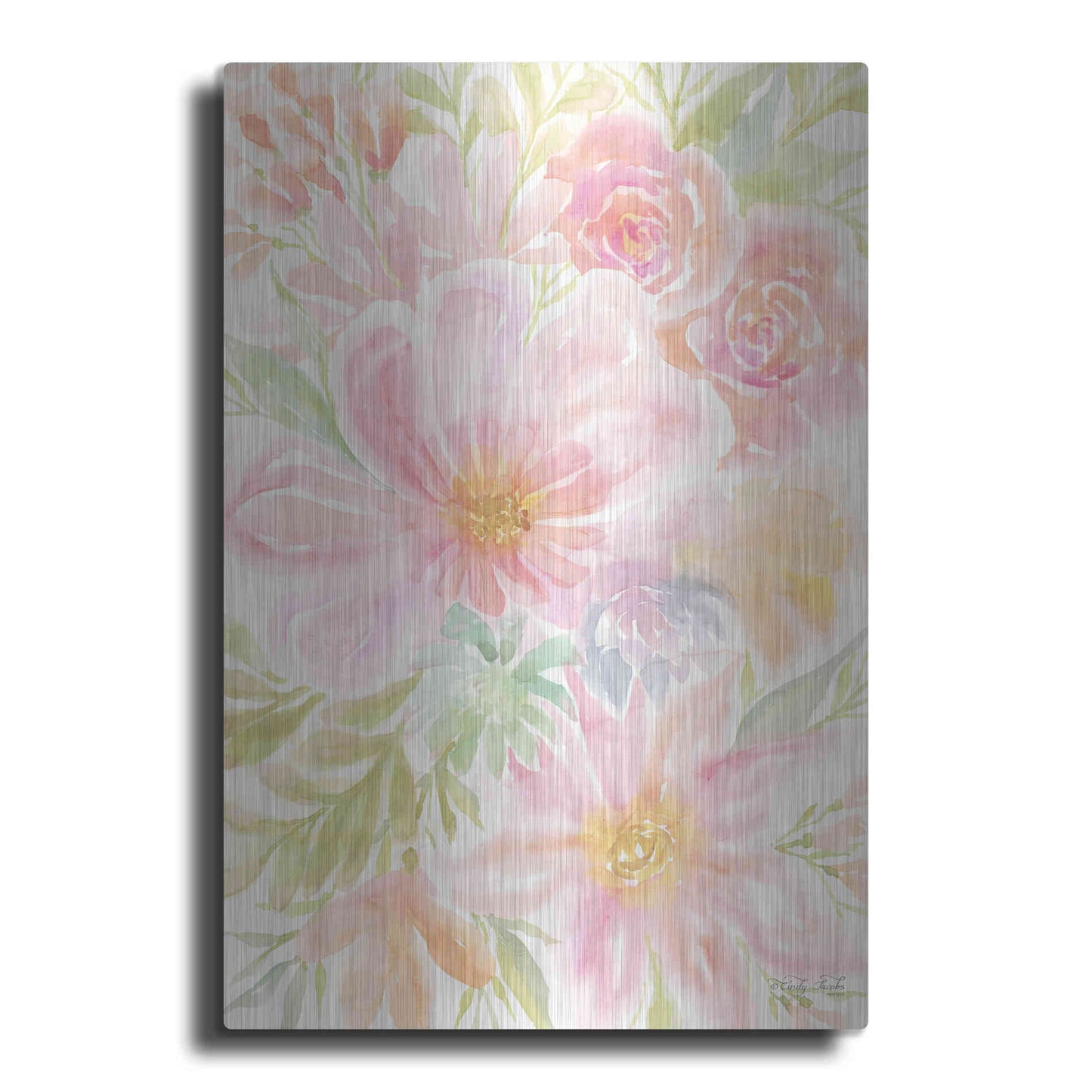 Luxe Metal Art 'Mixed Floral Blooms I' by Cindy Jacobs, Metal Wall Art