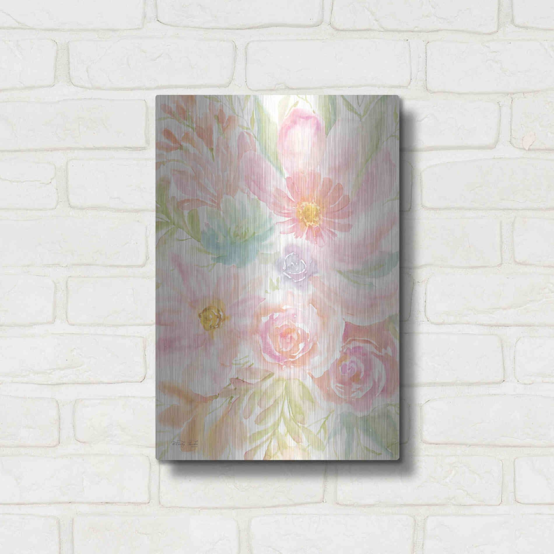 Luxe Metal Art 'Mixed Floral Blooms II' by Cindy Jacobs, Metal Wall Art,12x16