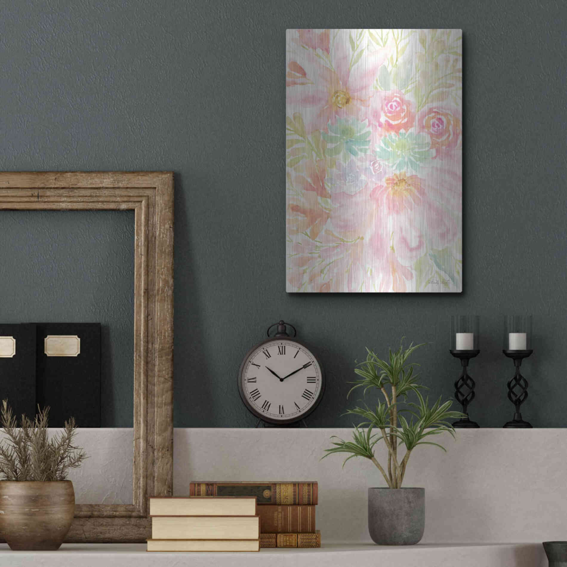 Luxe Metal Art 'Mixed Floral Blooms III' by Cindy Jacobs, Metal Wall Art,12x16