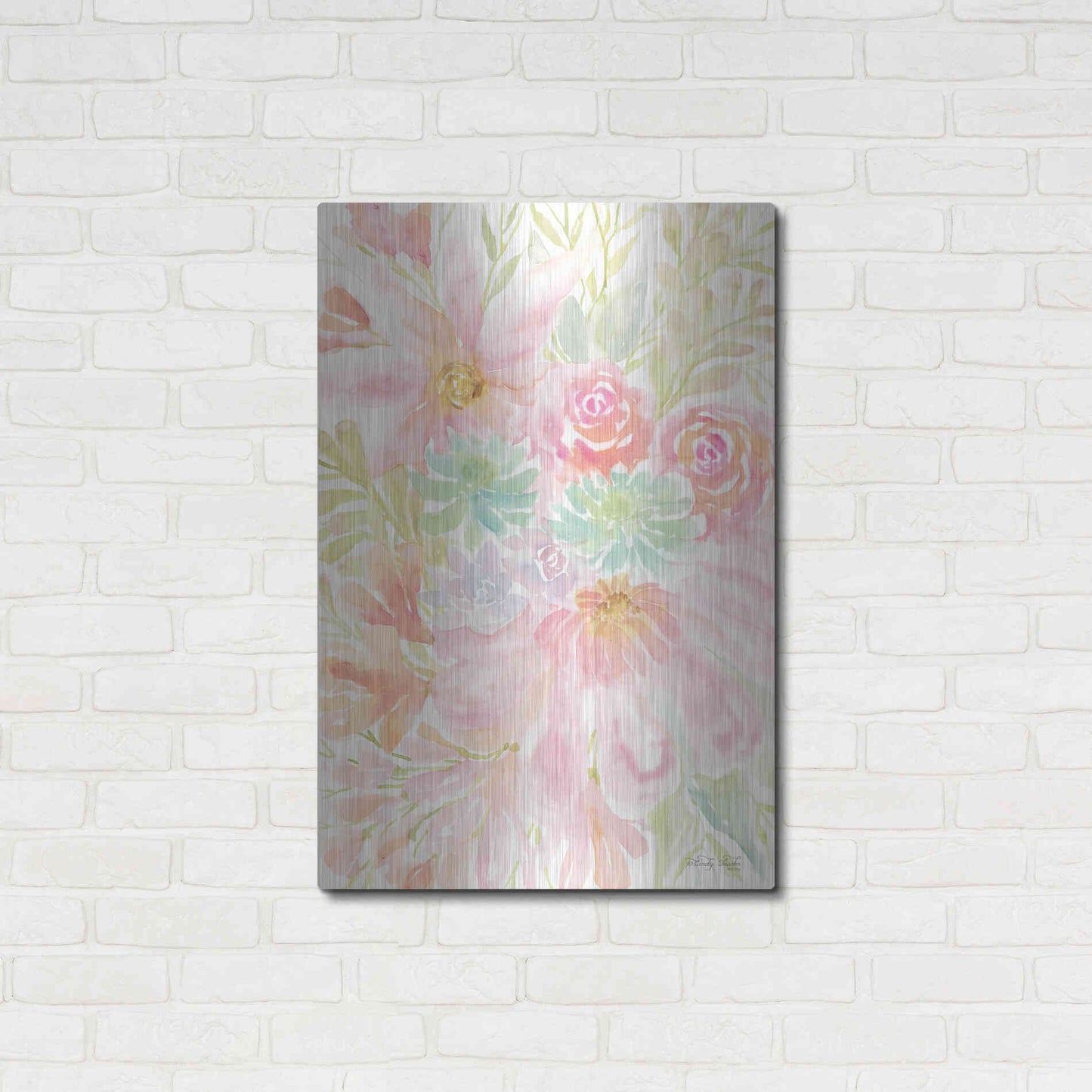 Luxe Metal Art 'Mixed Floral Blooms III' by Cindy Jacobs, Metal Wall Art,24x36