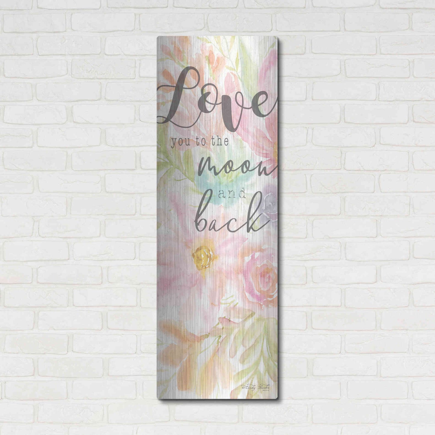 Luxe Metal Art 'I Love You to the Moon and Back' by Cindy Jacobs, Metal Wall Art,16x48