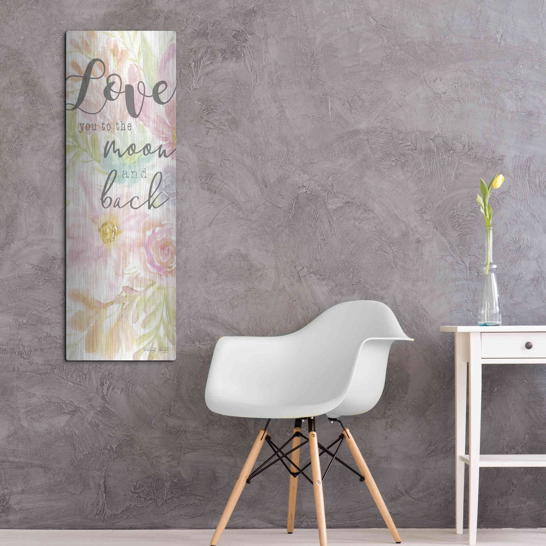 Luxe Metal Art 'I Love You to the Moon and Back' by Cindy Jacobs, Metal Wall Art,16x48