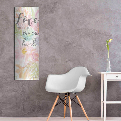 Luxe Metal Art 'I Love You to the Moon and Back' by Cindy Jacobs, Metal Wall Art,16x48