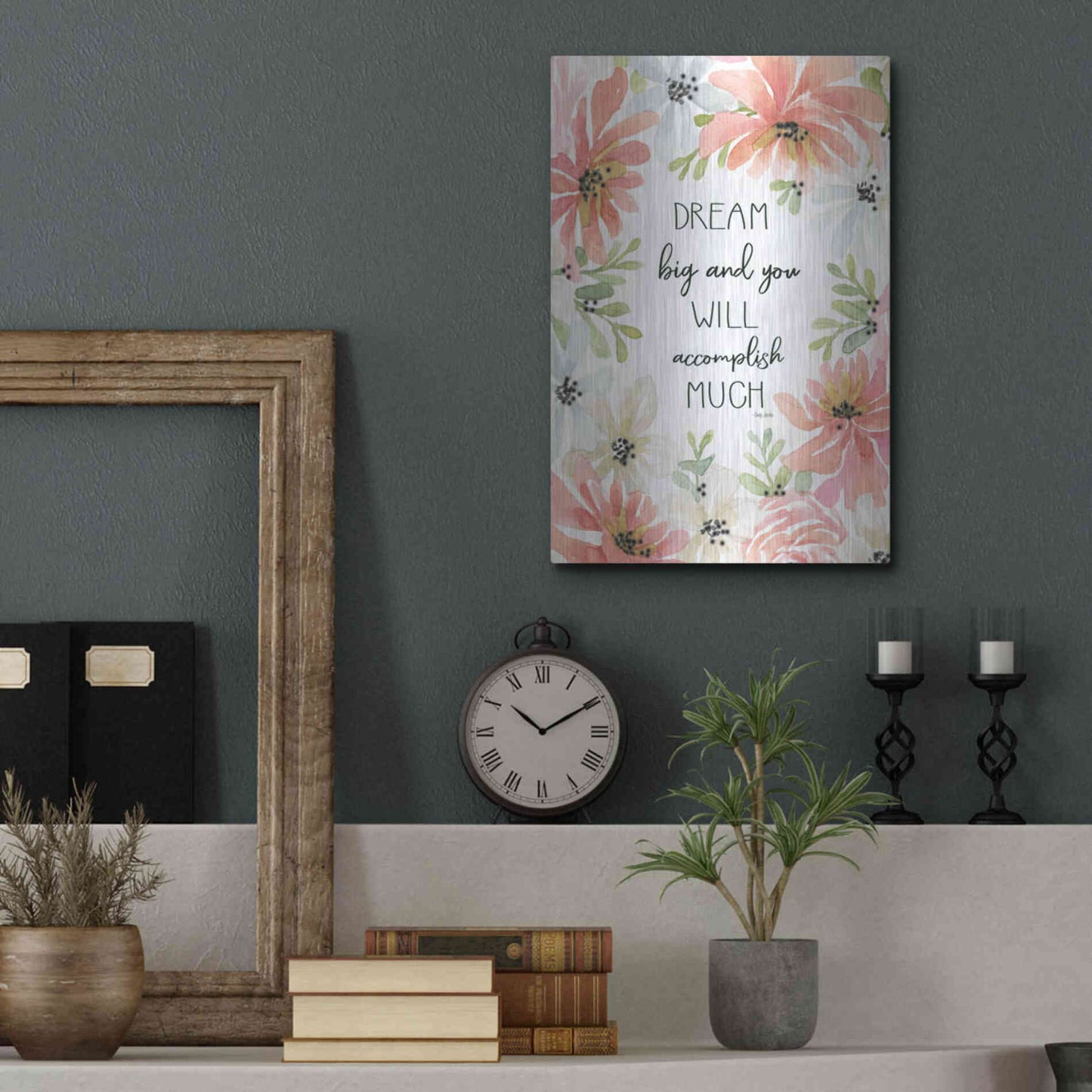 Luxe Metal Art 'Floral Dream Big' by Cindy Jacobs, Metal Wall Art,12x16