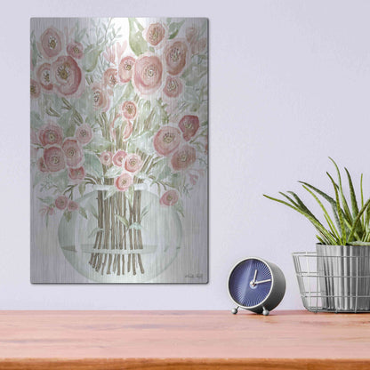 Luxe Metal Art 'Blush Roses' by Cindy Jacobs, Metal Wall Art,12x16