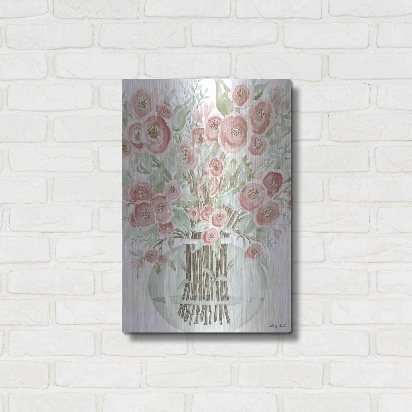 Luxe Metal Art 'Blush Roses' by Cindy Jacobs, Metal Wall Art,16x24