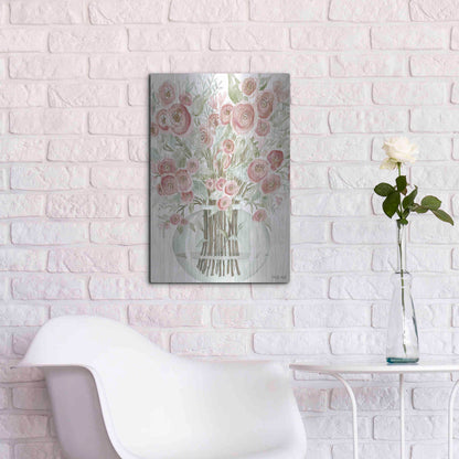 Luxe Metal Art 'Blush Roses' by Cindy Jacobs, Metal Wall Art,16x24