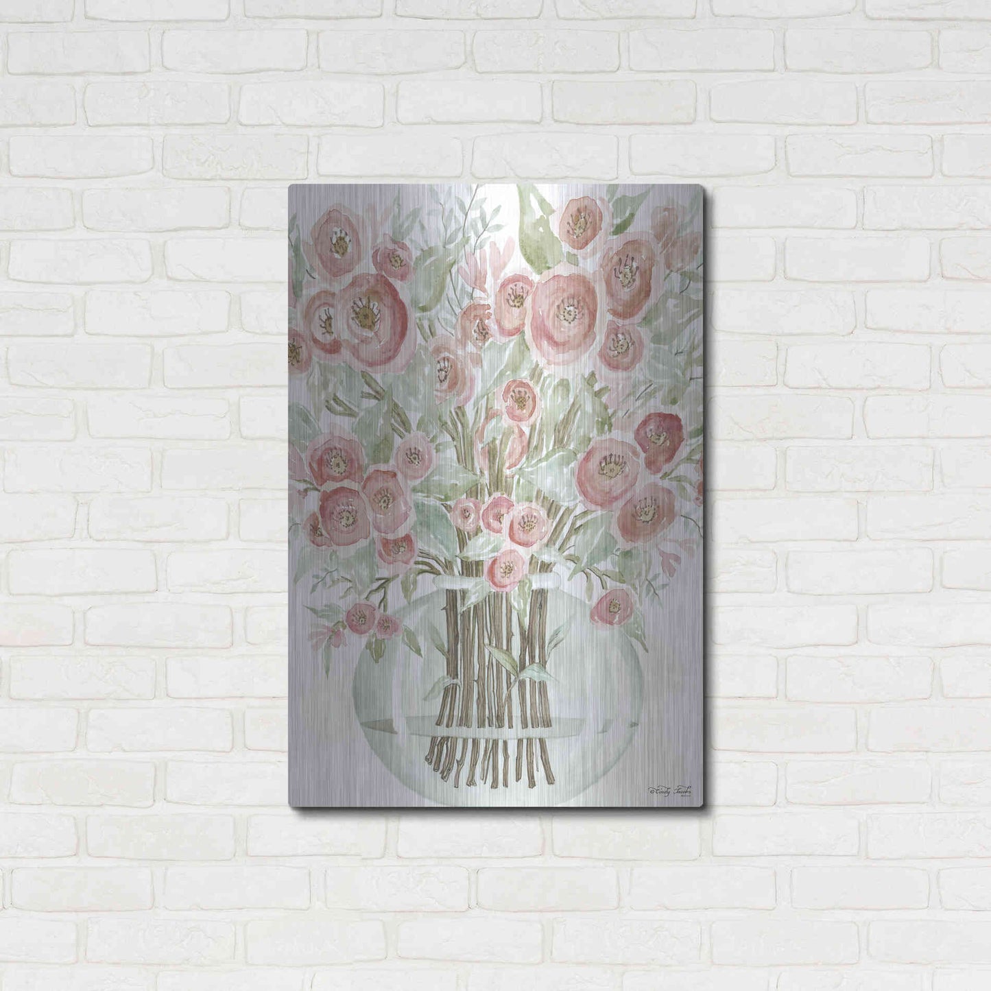 Luxe Metal Art 'Blush Roses' by Cindy Jacobs, Metal Wall Art,24x36