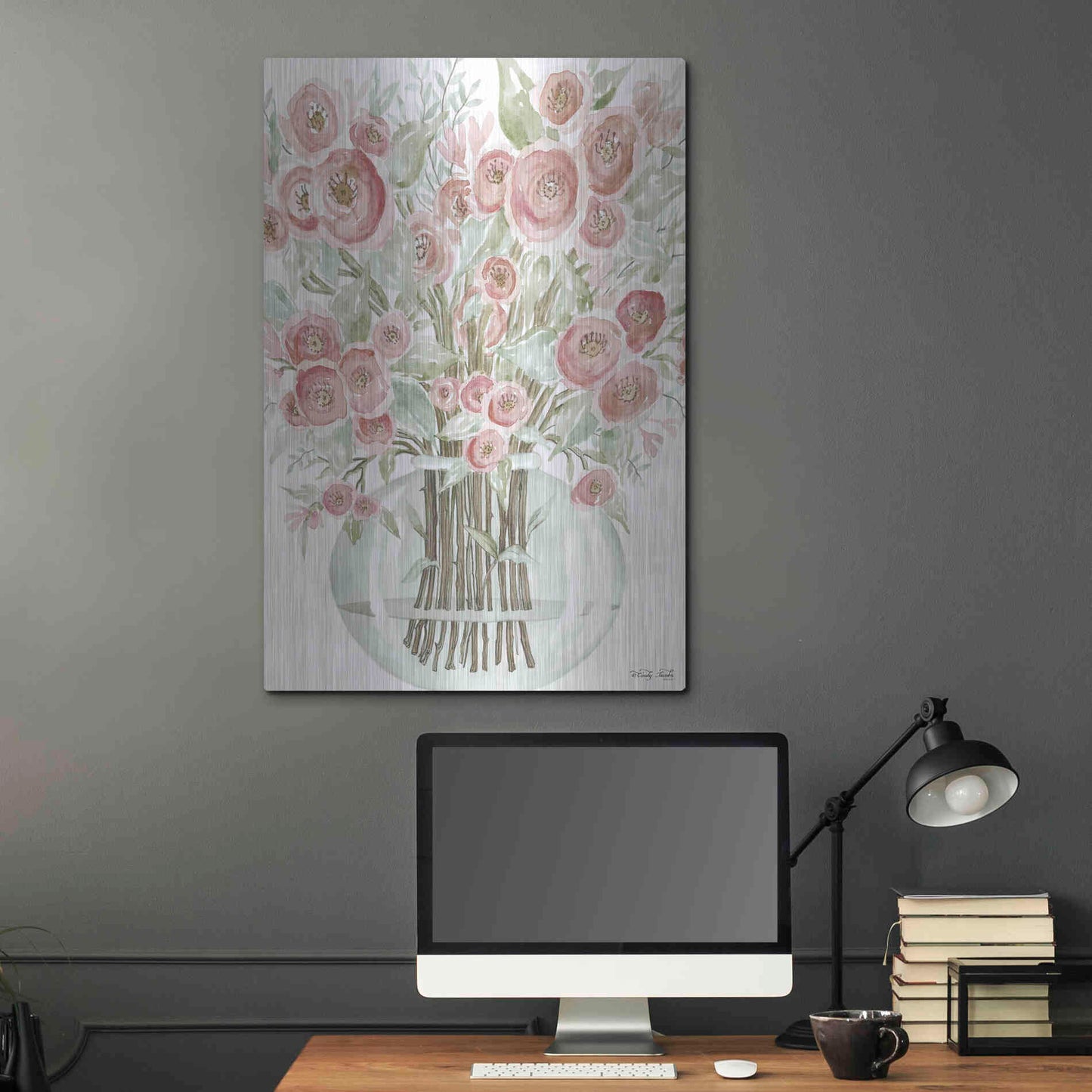 Luxe Metal Art 'Blush Roses' by Cindy Jacobs, Metal Wall Art,24x36