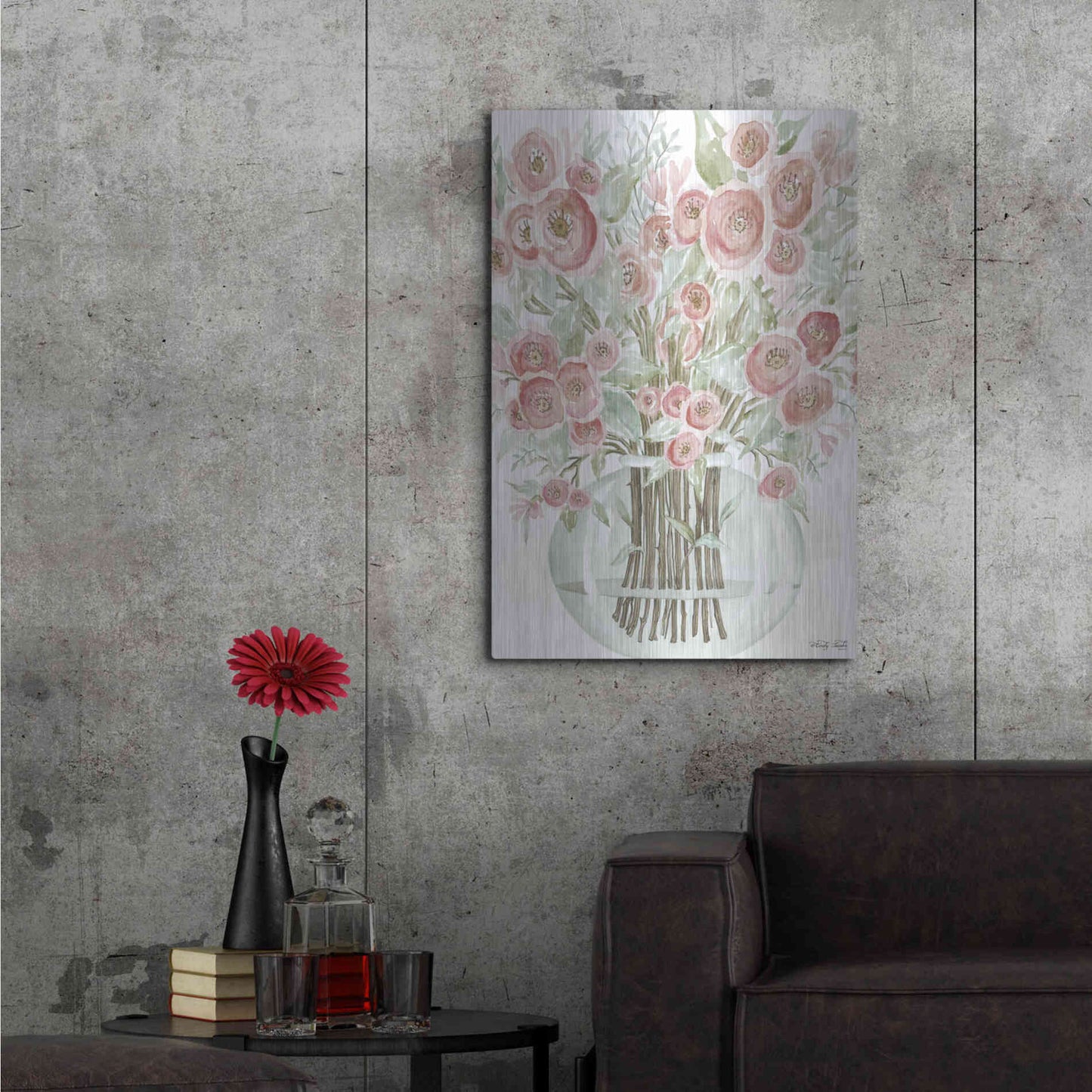 Luxe Metal Art 'Blush Roses' by Cindy Jacobs, Metal Wall Art,24x36