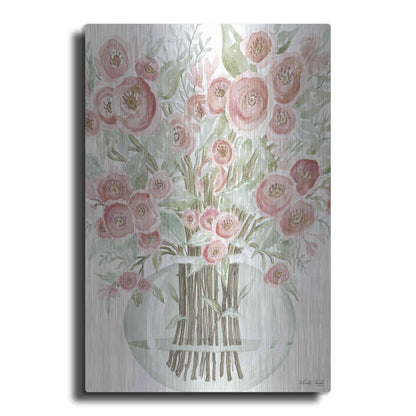 Luxe Metal Art 'Blush Roses' by Cindy Jacobs, Metal Wall Art