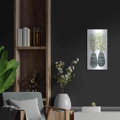 Luxe Metal Art 'Mud Cloth Vase I' by Cindy Jacobs, Metal Wall Art,12x24