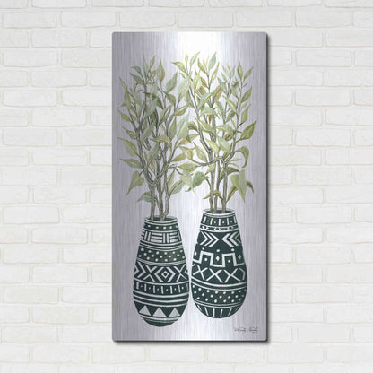 Luxe Metal Art 'Mud Cloth Vase I' by Cindy Jacobs, Metal Wall Art,24x48