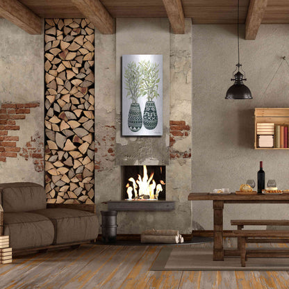 Luxe Metal Art 'Mud Cloth Vase I' by Cindy Jacobs, Metal Wall Art,24x48