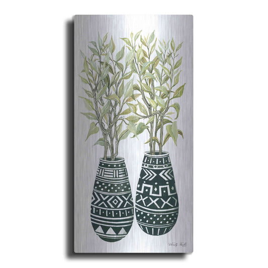 Luxe Metal Art 'Mud Cloth Vase I' by Cindy Jacobs, Metal Wall Art