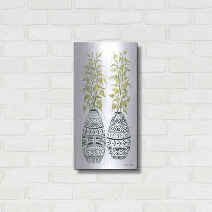 Luxe Metal Art 'Mud Cloth Vase II' by Cindy Jacobs, Metal Wall Art,12x24
