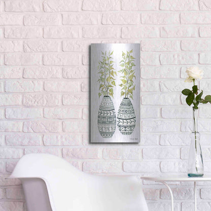 Luxe Metal Art 'Mud Cloth Vase II' by Cindy Jacobs, Metal Wall Art,12x24