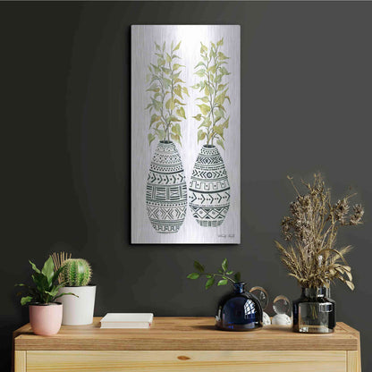 Luxe Metal Art 'Mud Cloth Vase II' by Cindy Jacobs, Metal Wall Art,12x24