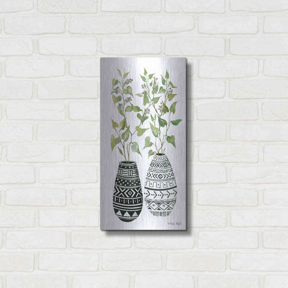 Luxe Metal Art 'Mud Cloth Vase IV' by Cindy Jacobs, Metal Wall Art,12x24