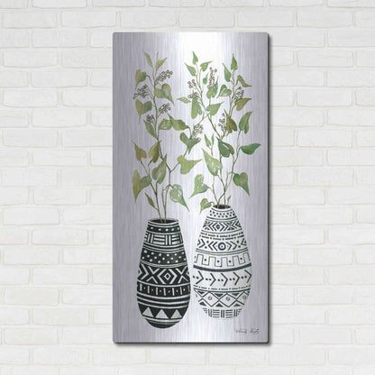 Luxe Metal Art 'Mud Cloth Vase IV' by Cindy Jacobs, Metal Wall Art,24x48