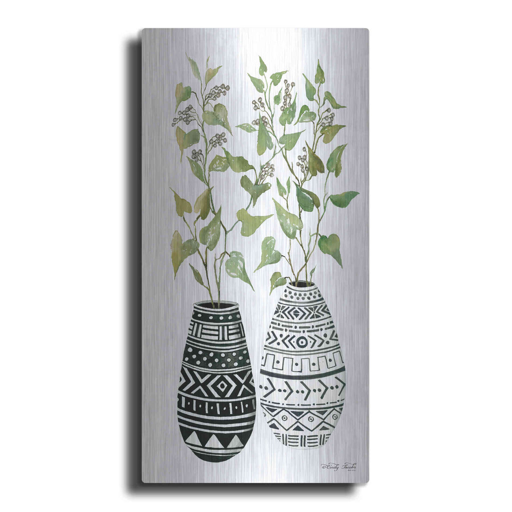 Luxe Metal Art 'Mud Cloth Vase IV' by Cindy Jacobs, Metal Wall Art