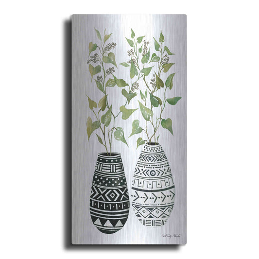Luxe Metal Art 'Mud Cloth Vase IV' by Cindy Jacobs, Metal Wall Art