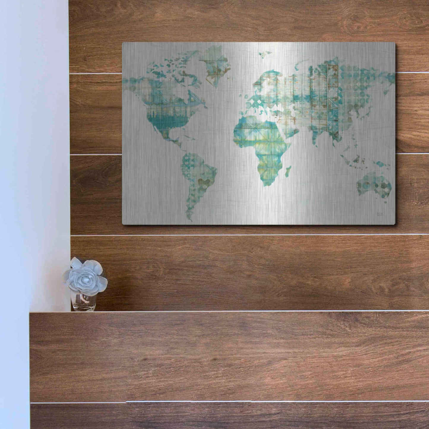 Luxe Metal Art 'Kanari Map' by Melissa Averinos, Metal Wall Art,16x12