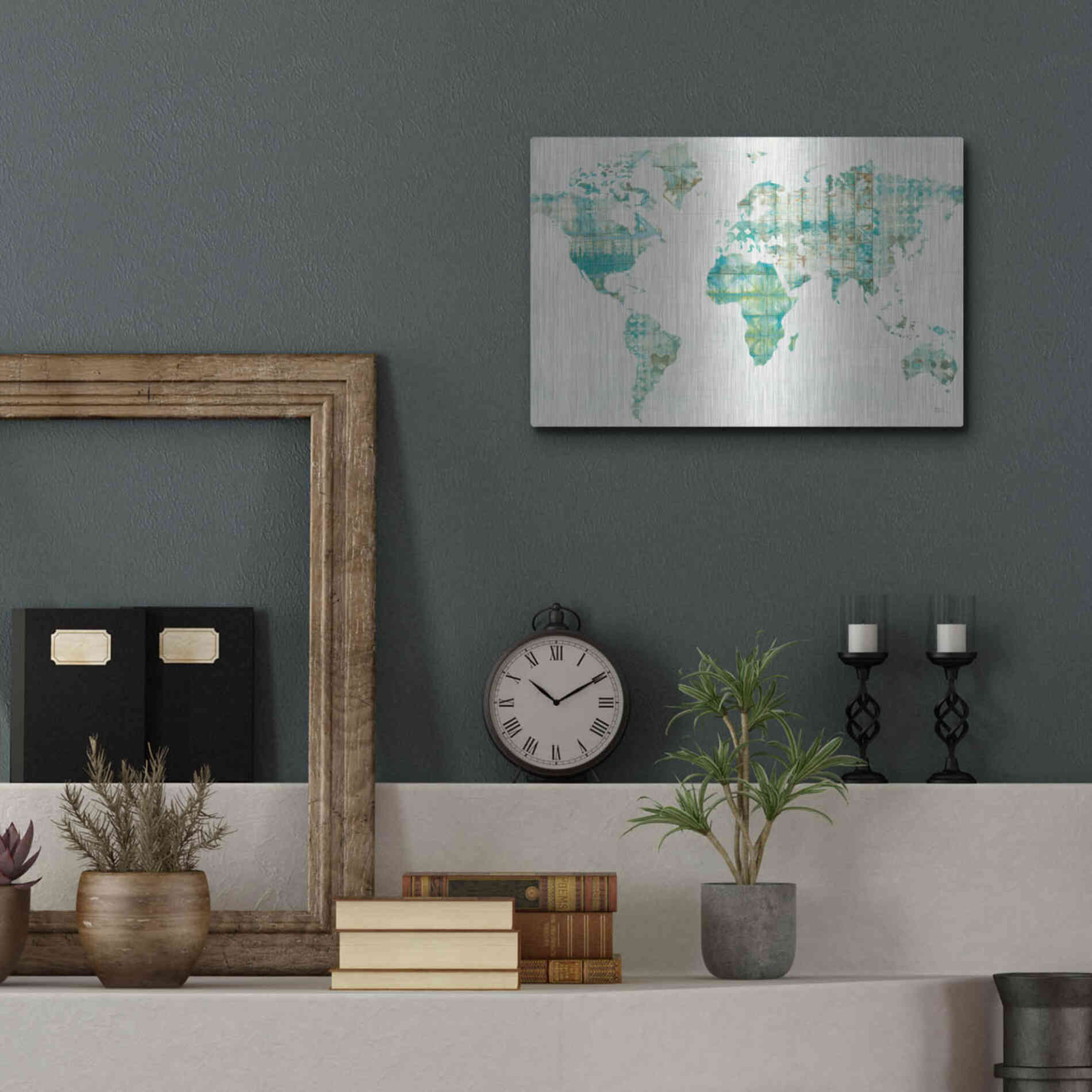 Luxe Metal Art 'Kanari Map' by Melissa Averinos, Metal Wall Art,16x12