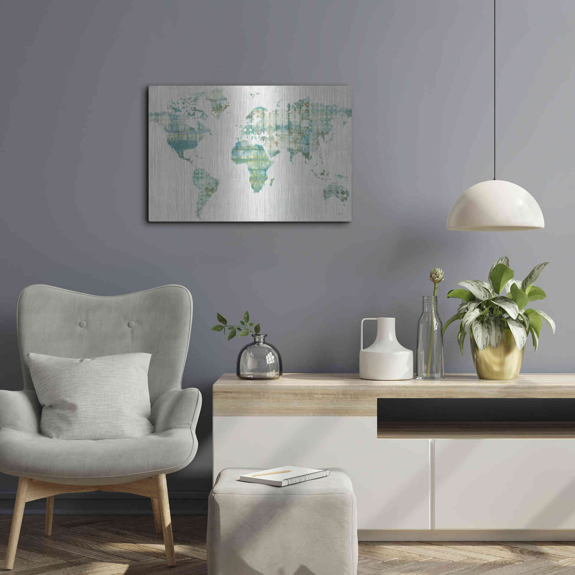 Luxe Metal Art 'Kanari Map' by Melissa Averinos, Metal Wall Art,24x16