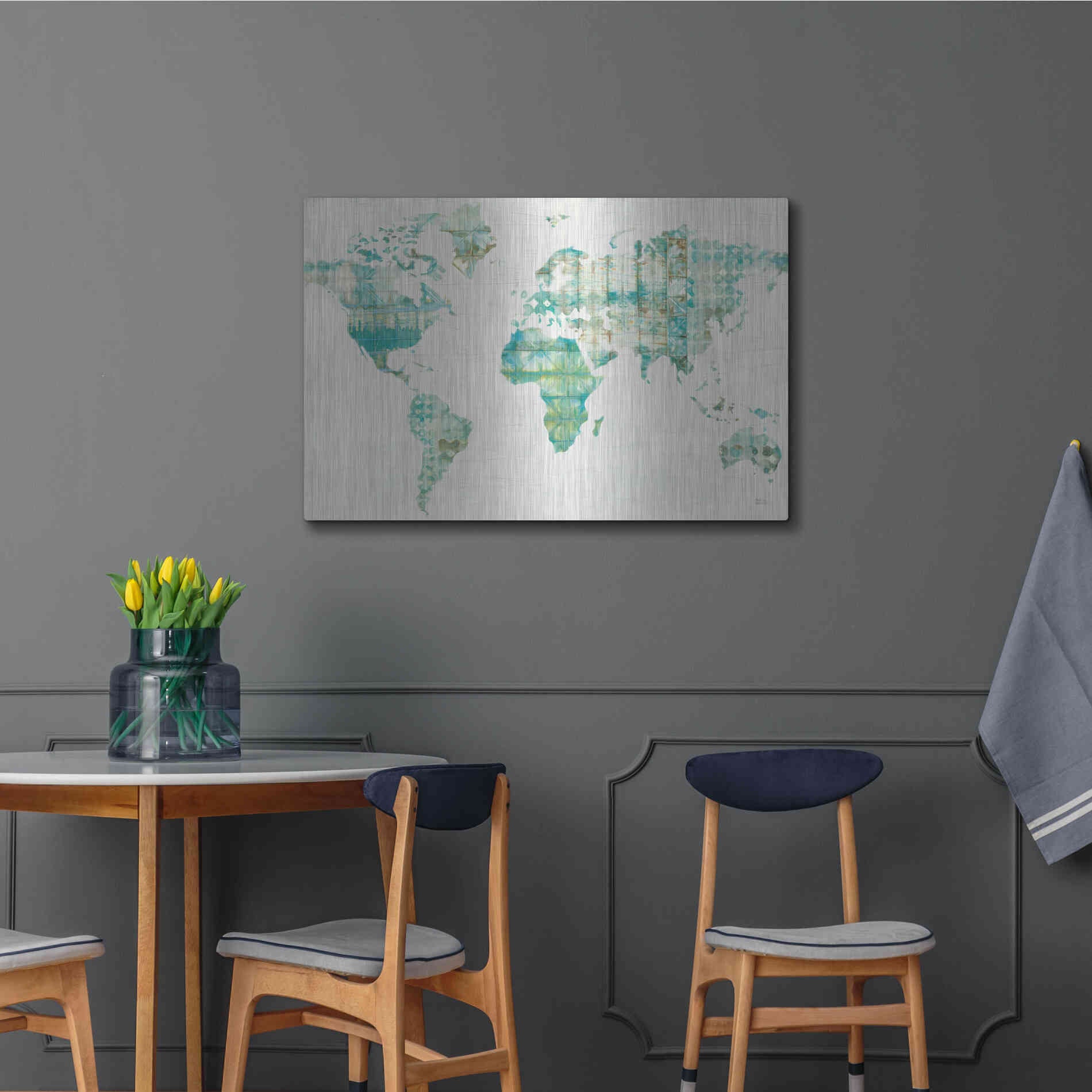 Luxe Metal Art 'Kanari Map' by Melissa Averinos, Metal Wall Art,36x24