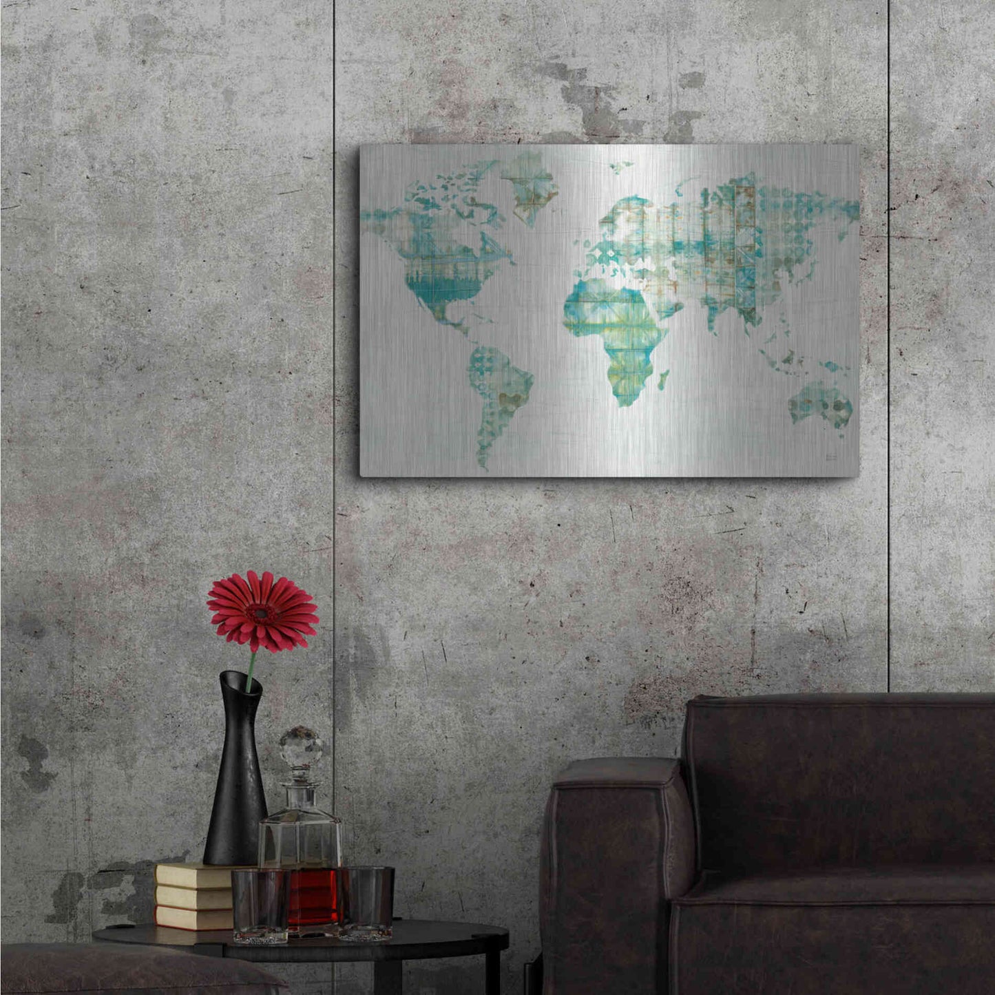 Luxe Metal Art 'Kanari Map' by Melissa Averinos, Metal Wall Art,36x24