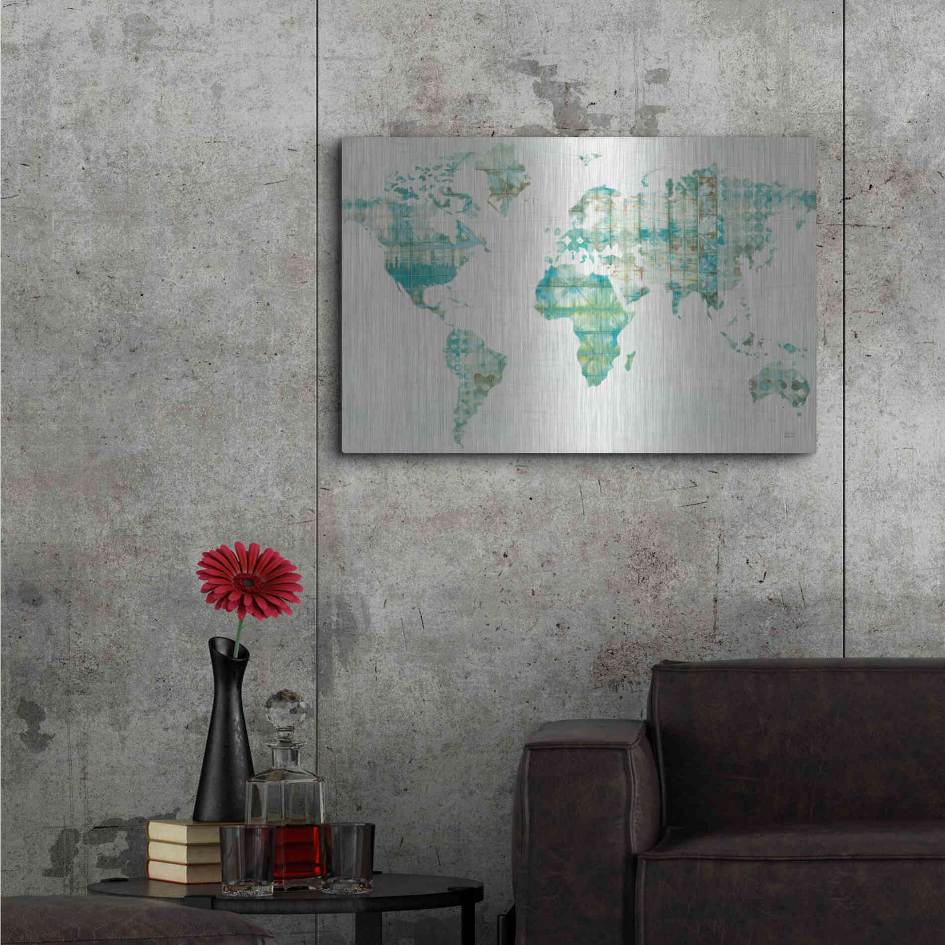 Luxe Metal Art 'Kanari Map' by Melissa Averinos, Metal Wall Art,36x24