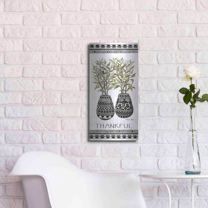 Luxe Metal Art 'Thankful Mud Cloth Vase' by Cindy Jacobs, Metal Wall Art,12x24