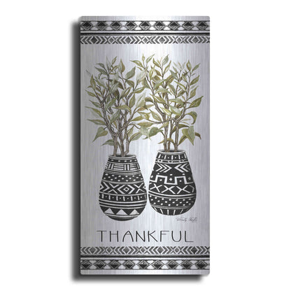 Luxe Metal Art 'Thankful Mud Cloth Vase' by Cindy Jacobs, Metal Wall Art