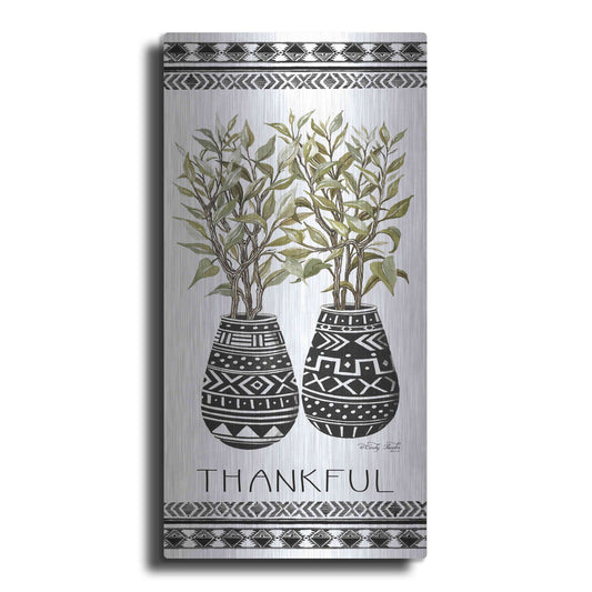 Luxe Metal Art 'Thankful Mud Cloth Vase' by Cindy Jacobs, Metal Wall Art