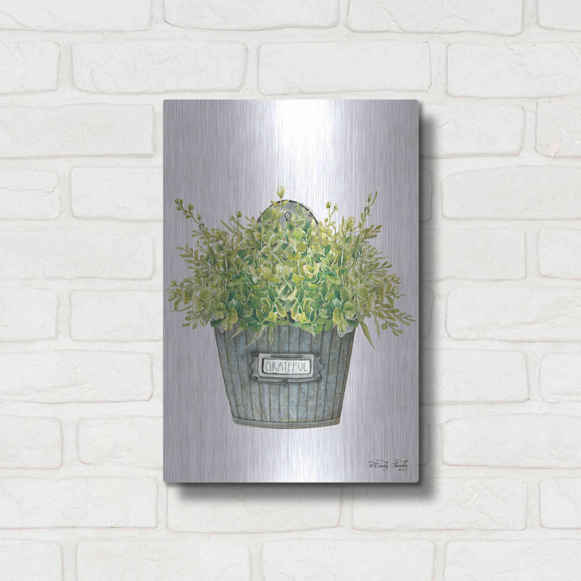 Luxe Metal Art 'Grateful Wall Box' by Cindy Jacobs, Metal Wall Art,12x16