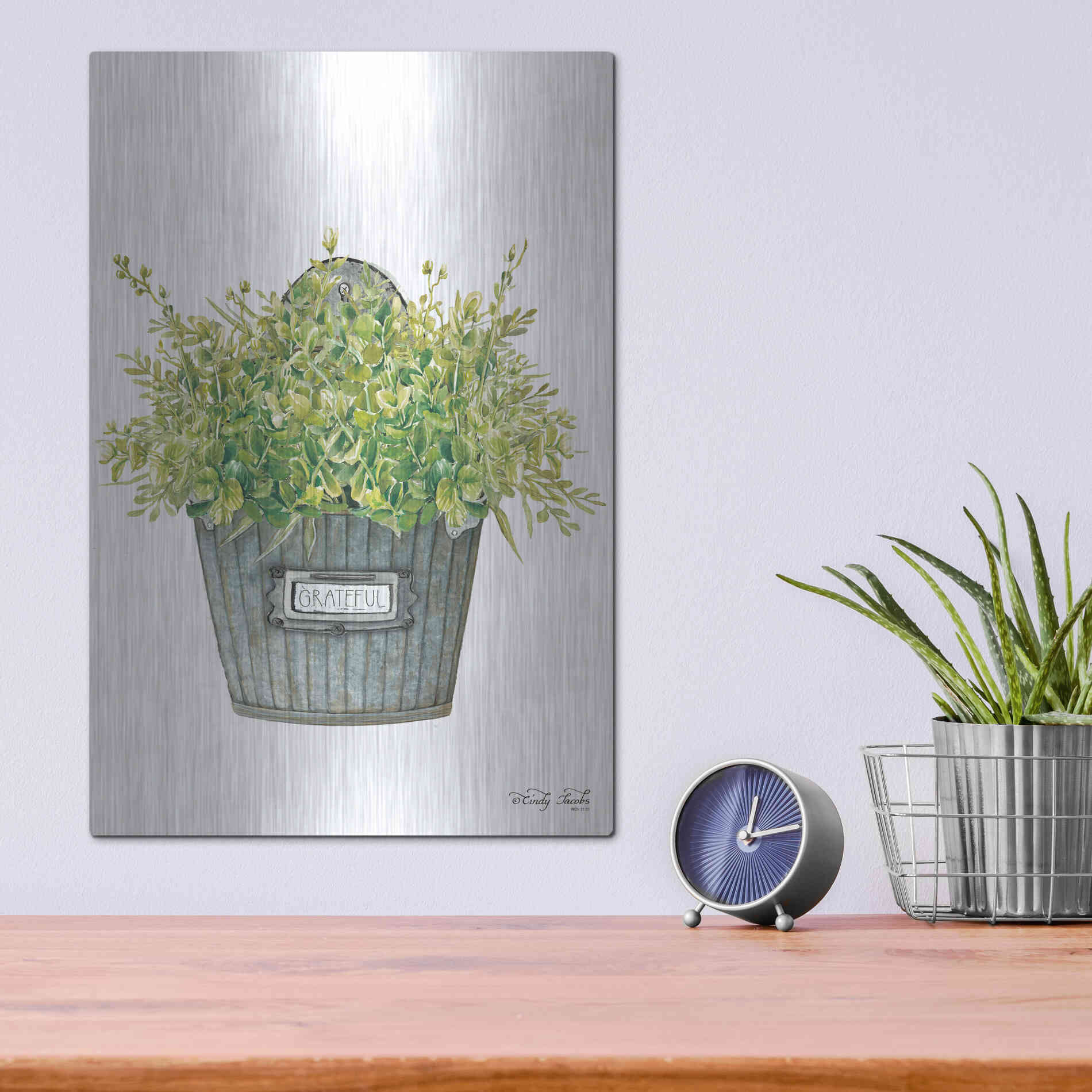 Luxe Metal Art 'Grateful Wall Box' by Cindy Jacobs, Metal Wall Art,12x16