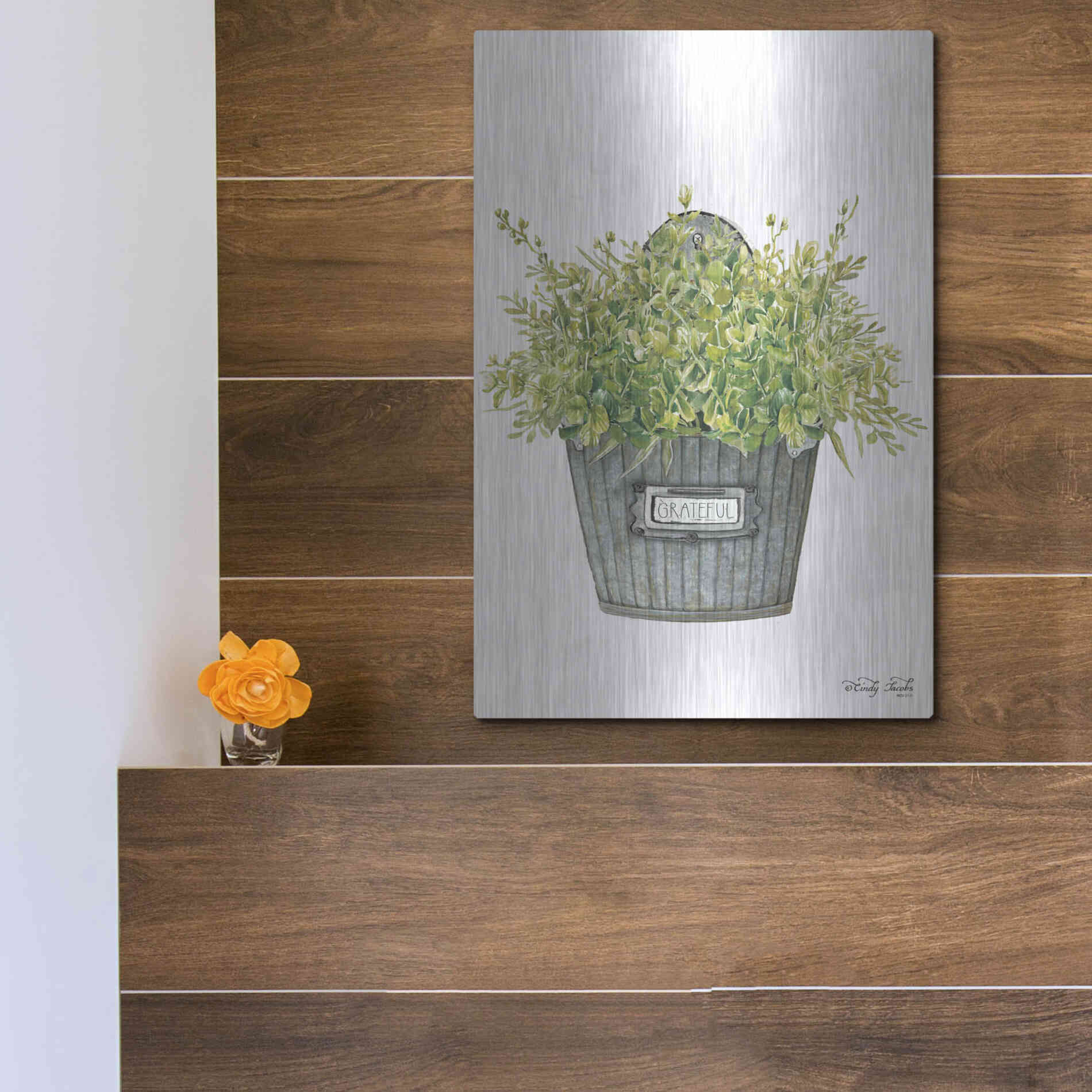 Luxe Metal Art 'Grateful Wall Box' by Cindy Jacobs, Metal Wall Art,12x16