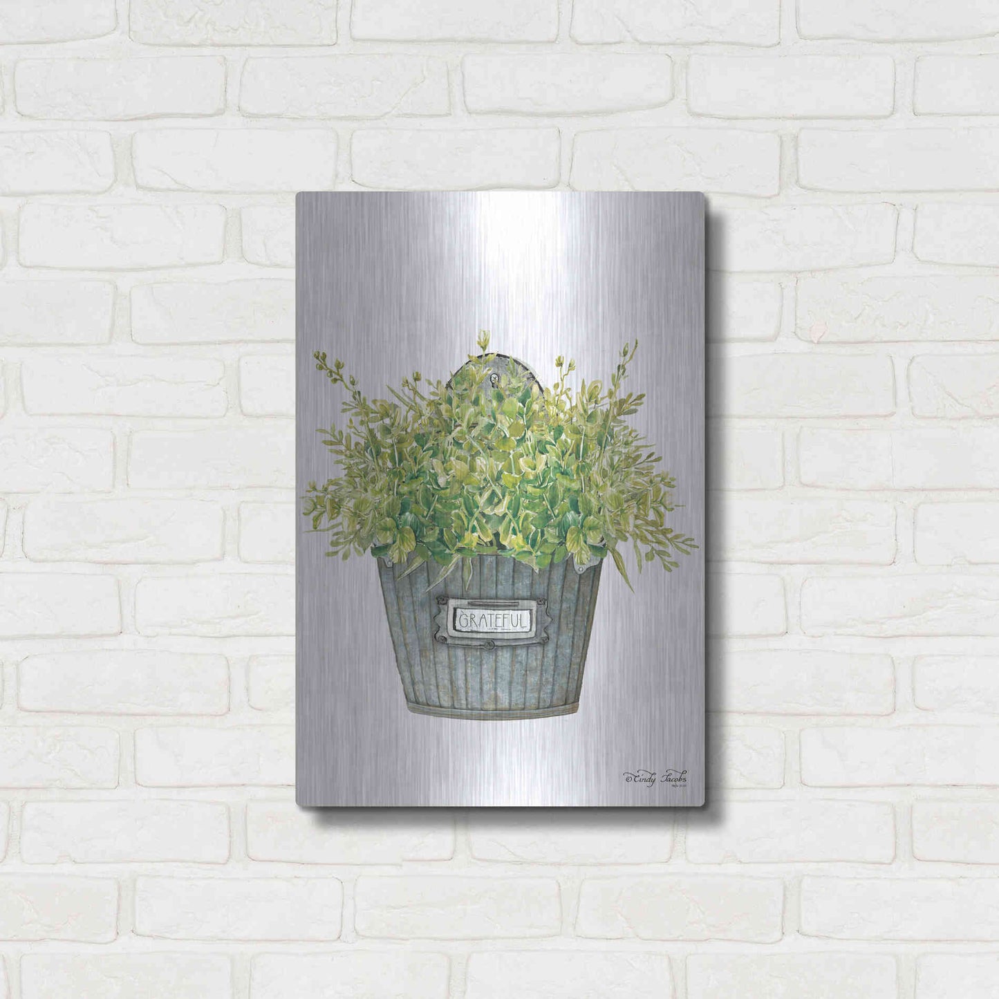 Luxe Metal Art 'Grateful Wall Box' by Cindy Jacobs, Metal Wall Art,16x24