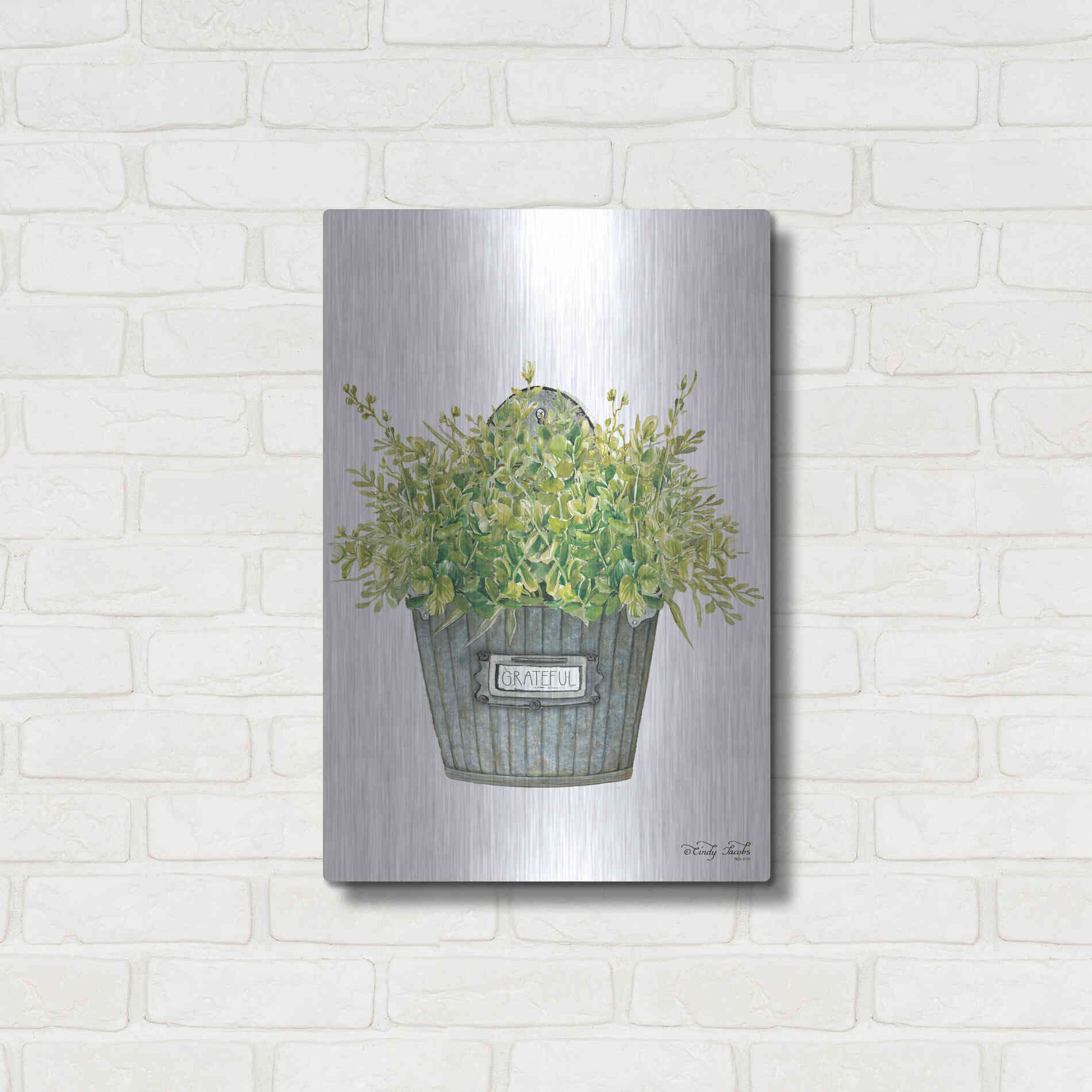 Luxe Metal Art 'Grateful Wall Box' by Cindy Jacobs, Metal Wall Art,16x24