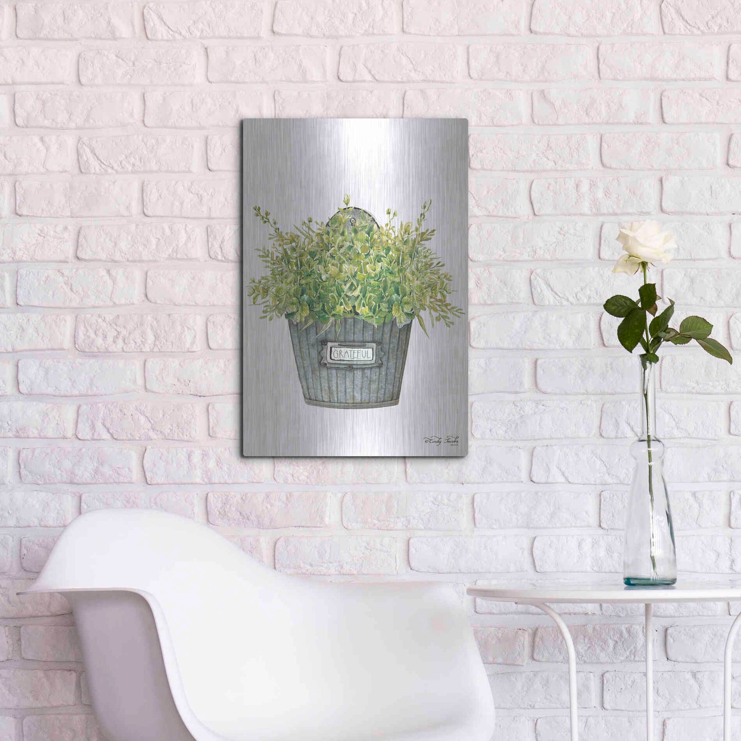 Luxe Metal Art 'Grateful Wall Box' by Cindy Jacobs, Metal Wall Art,16x24