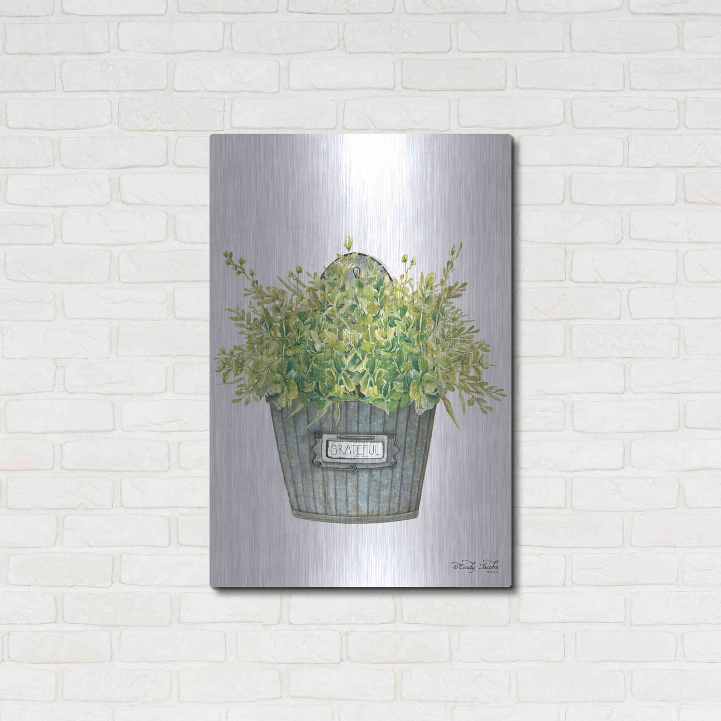 Luxe Metal Art 'Grateful Wall Box' by Cindy Jacobs, Metal Wall Art,24x36