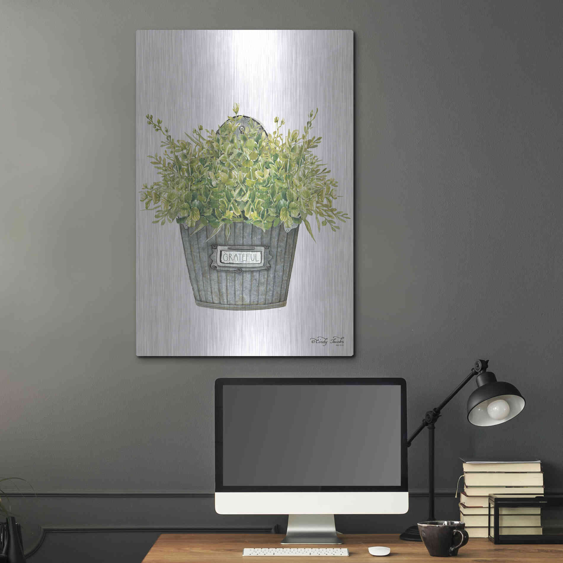 Luxe Metal Art 'Grateful Wall Box' by Cindy Jacobs, Metal Wall Art,24x36