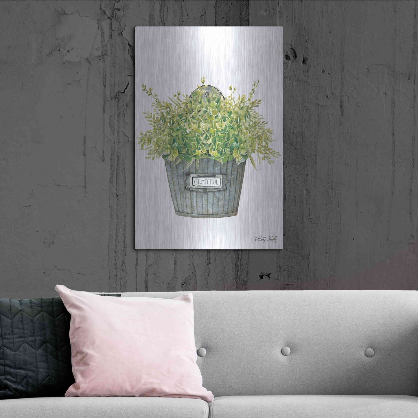 Luxe Metal Art 'Grateful Wall Box' by Cindy Jacobs, Metal Wall Art,24x36