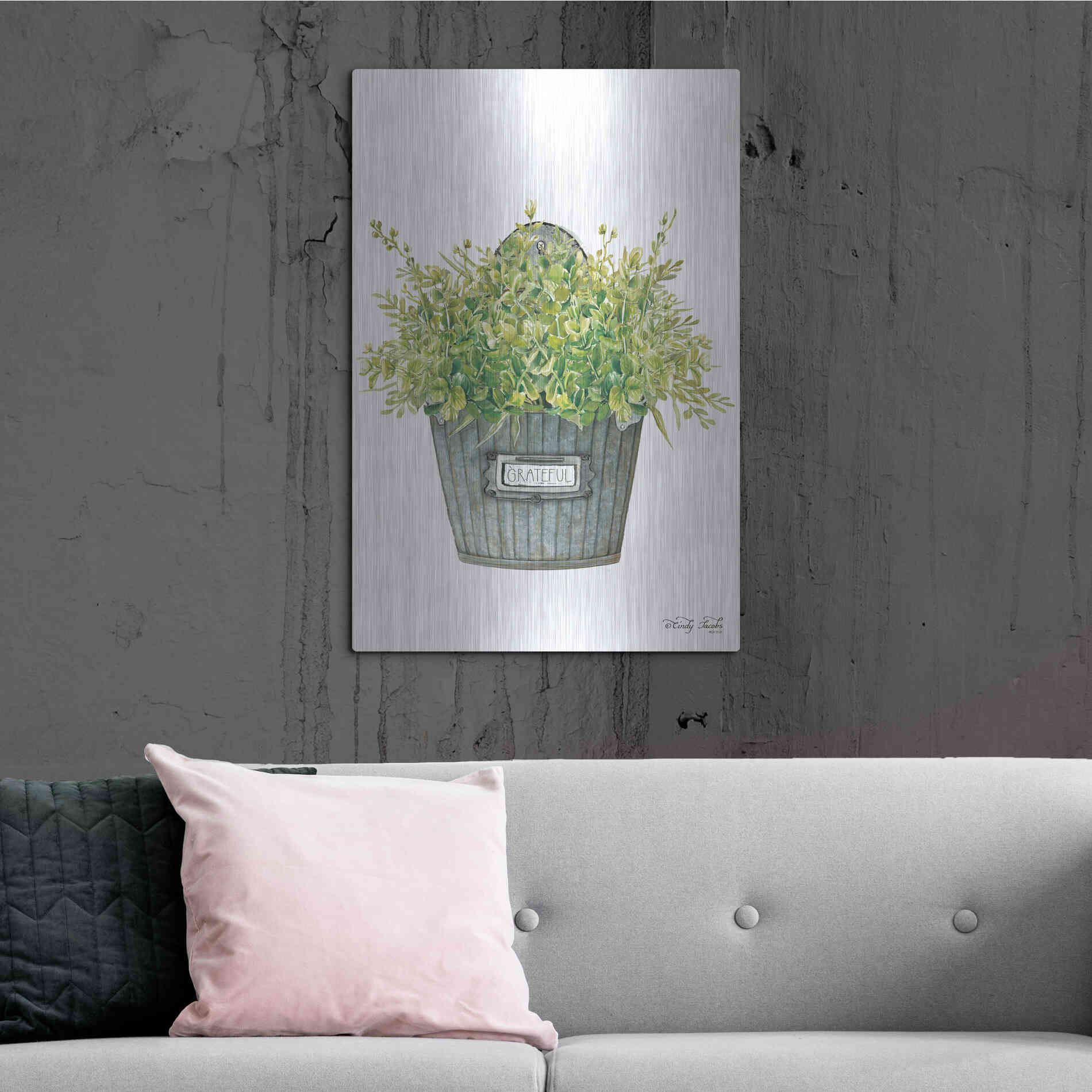 Luxe Metal Art 'Grateful Wall Box' by Cindy Jacobs, Metal Wall Art,24x36