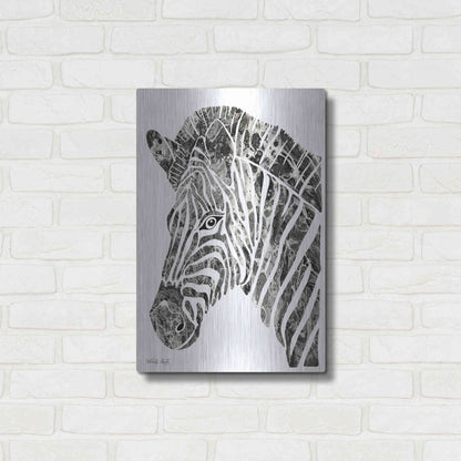 Luxe Metal Art 'Bright Zebra' by Cindy Jacobs, Metal Wall Art,16x24